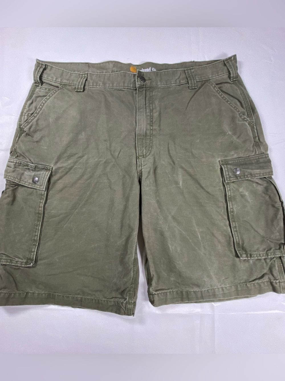 Carhartt Mens 42 Relaxed Fit Cargo Shorts Green Canvas 11in Inseam 100277